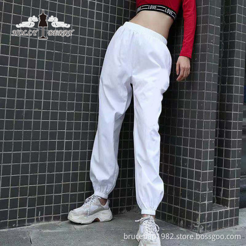 Streetwear Fashion White High Elastic Waist Loose Yoga Pants Women Casual